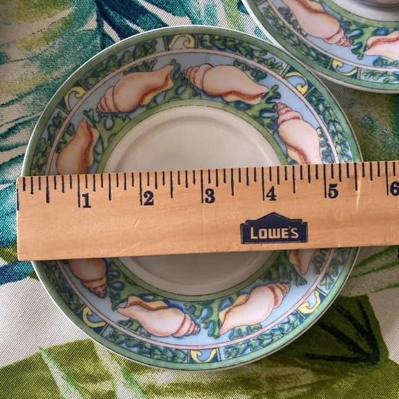 Siddhia Hutchinson Sea Garden Andrea by Sadek Japan (4) Cups Saucers Demitasse - Picture 14 of 16